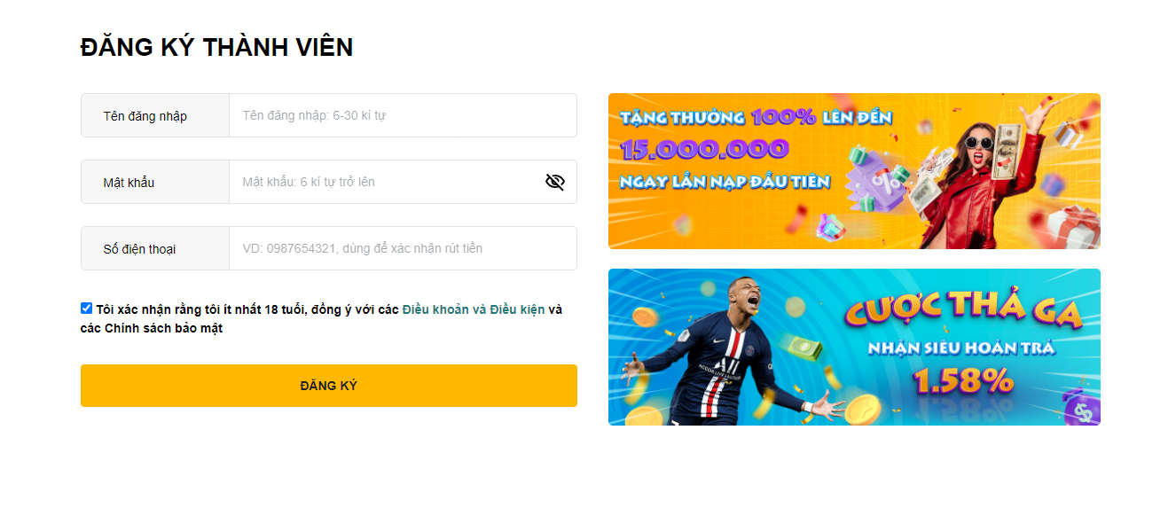 dangkithanhvien Hướng dẫn cách đăng ký tài khoản Keobongda trên máy tính